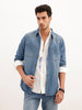 Indigo Washed Casual Regualr Fit Denim Shirt | Blue