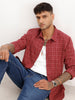 Slim Fit Checkered Full Sleeve Shirt | Red