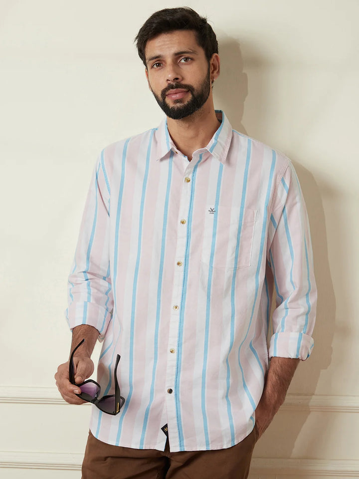 Striped Oxford Shirt | Pink