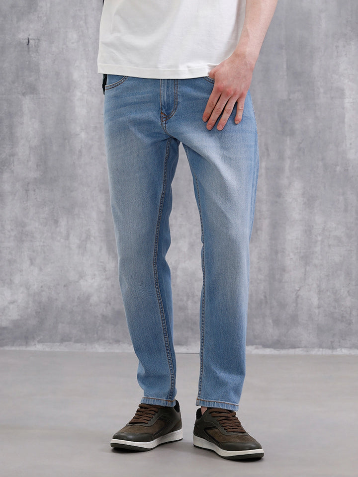 Heavy Fade Skinny Crop Jeans | Light Blue
