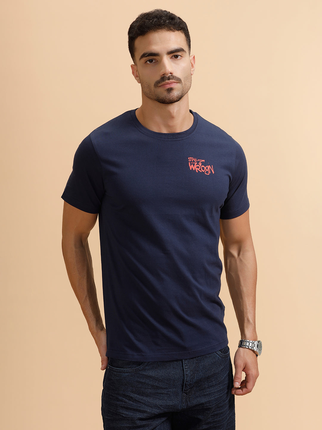 Solid Slim Fit T-Shirt  | Navy Blue