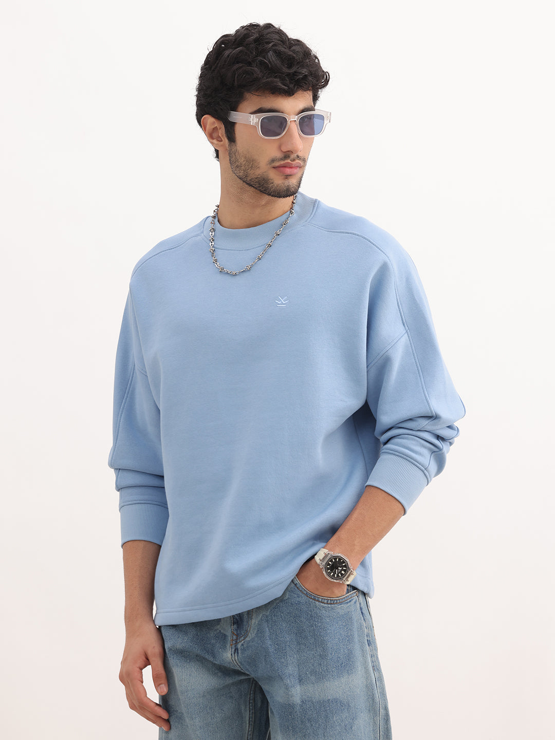 Solid Comfort Fit Sweatshirt | Blue