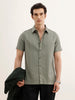 Regular Fit Textured Half Sleeved Shirt | Light Green