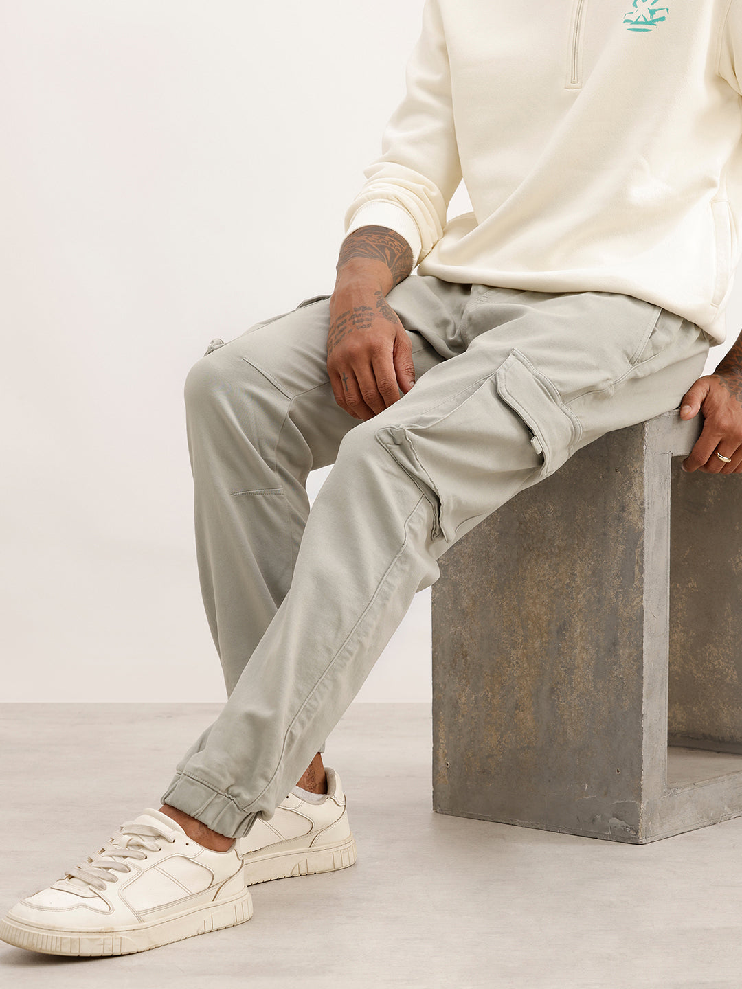 Straight Fit Cargo Joggers | Light Green