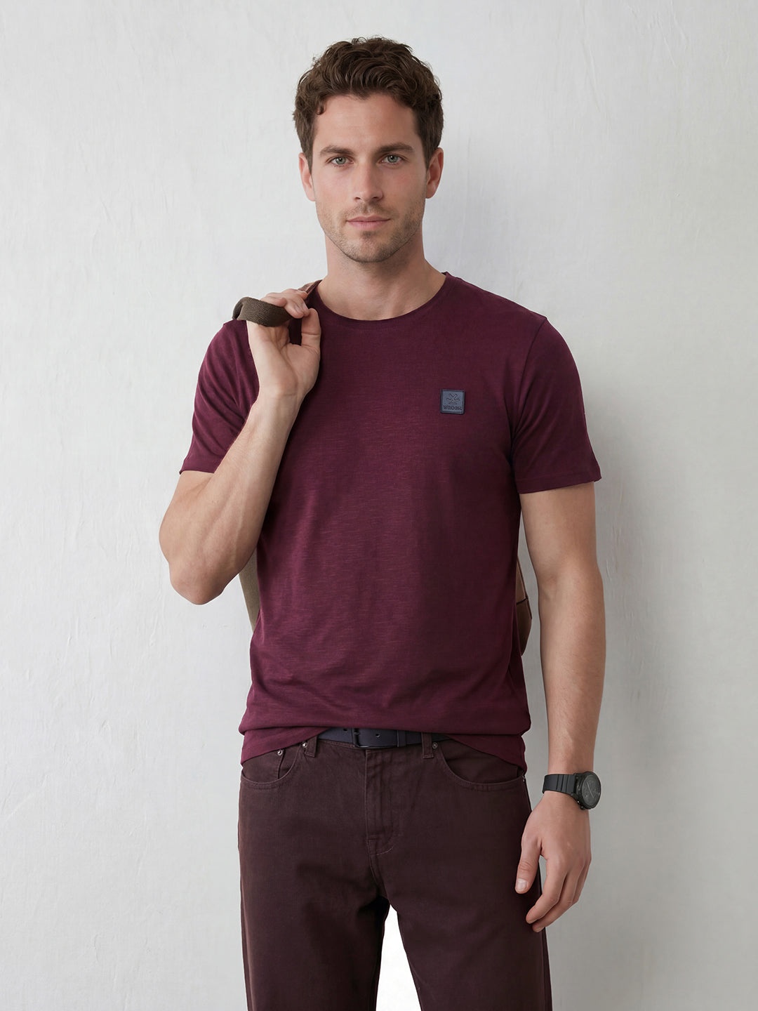 Slub Cotton Slim Fit Tee I Maroon