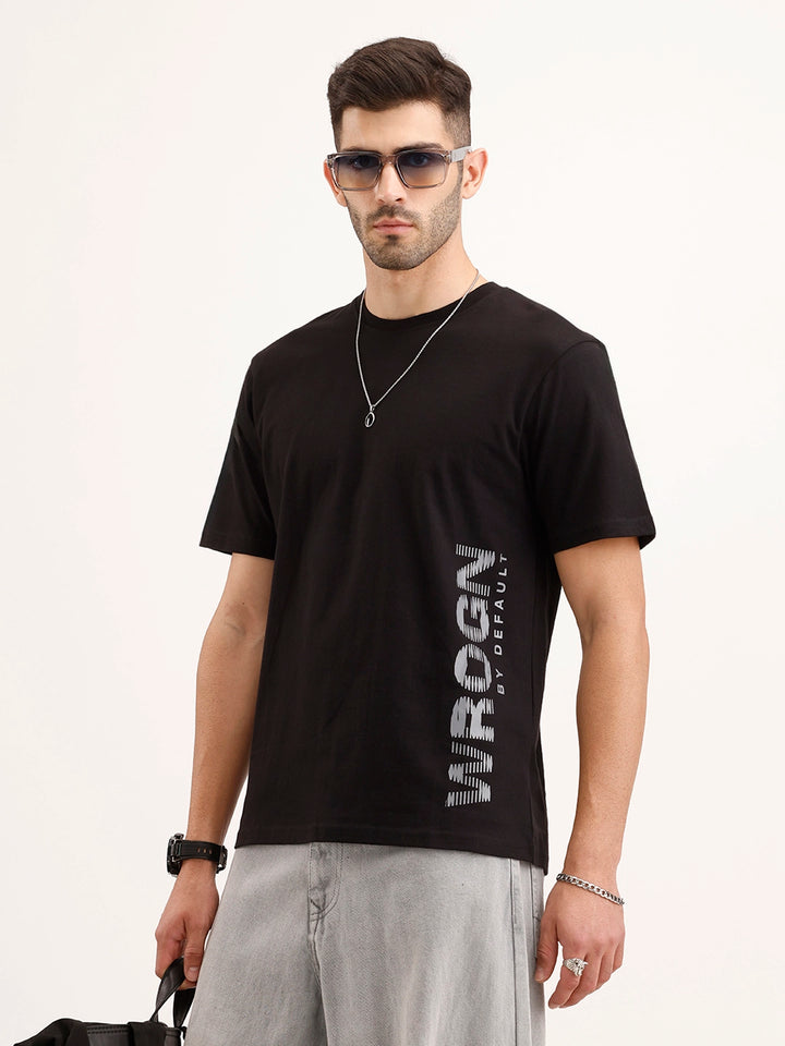 Comfort Fit Placement Printed T-Shirt | Black
