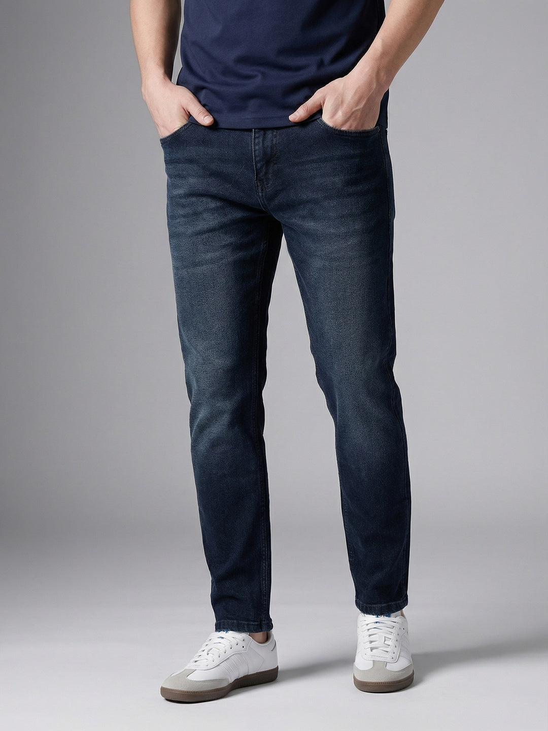 Skinny Crop Faded Denim Jeans | Blue