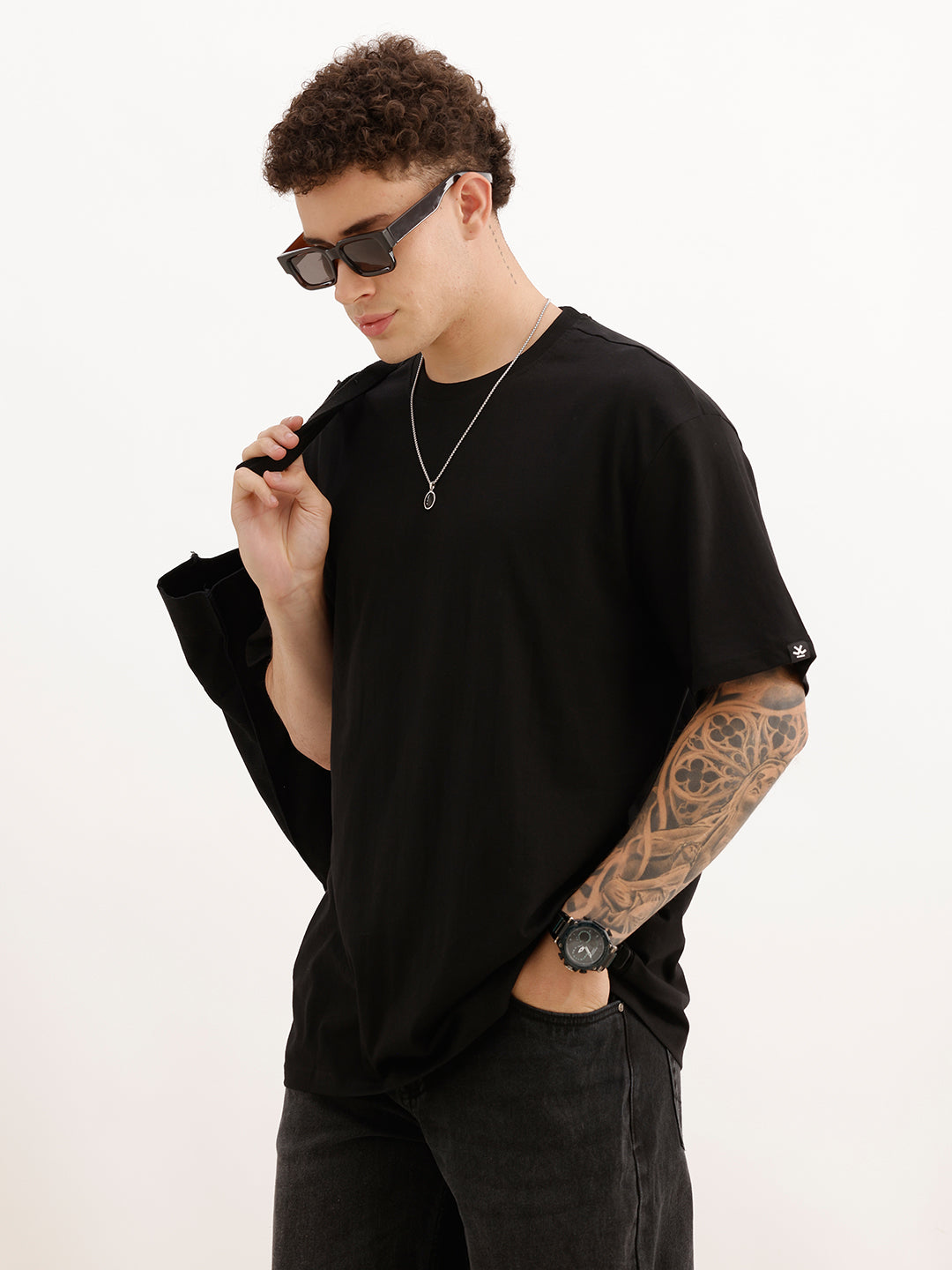 Solid Oversized Fit T-Shirt | Black | WRTS1737M