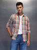 Men's slim fit checked shirt | Orange