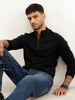 Solid Turtle Neck Semi-Zipper Sweatshirt | Black