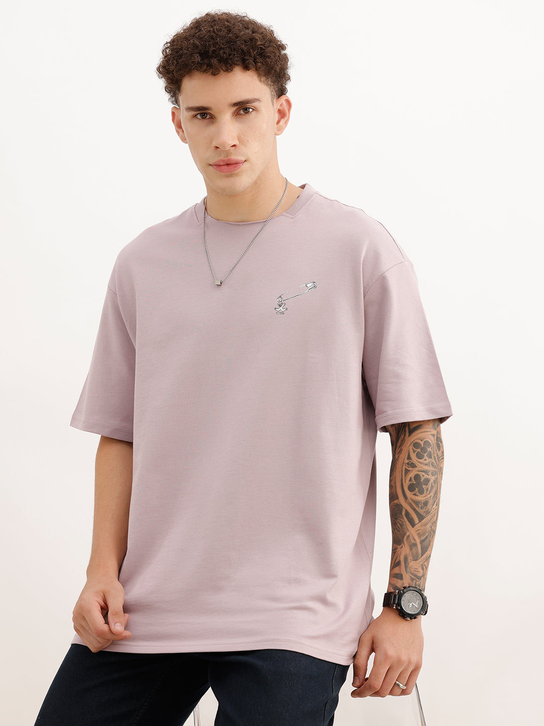 Oversized Fit Placement Printed T-Shirt | Pink | WTS02HSOS1056S