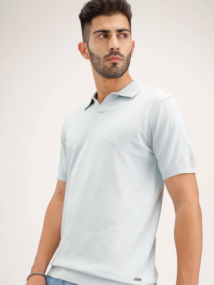 Solid Slim Fit Polo T-Shirt | Light Blue