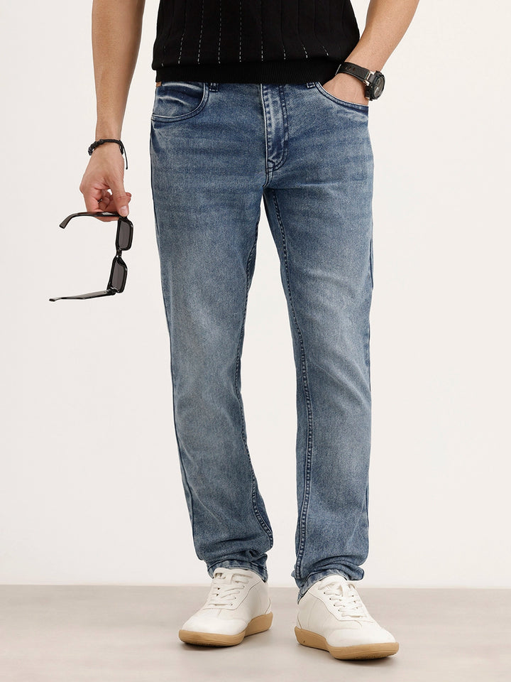 Slim Fit Faded Denim Jeans | Light Blue