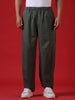 Olive Dyed Loose Fit Trousers