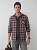 Refined Checks Slim fit Signature Embroidery shirt | Brown