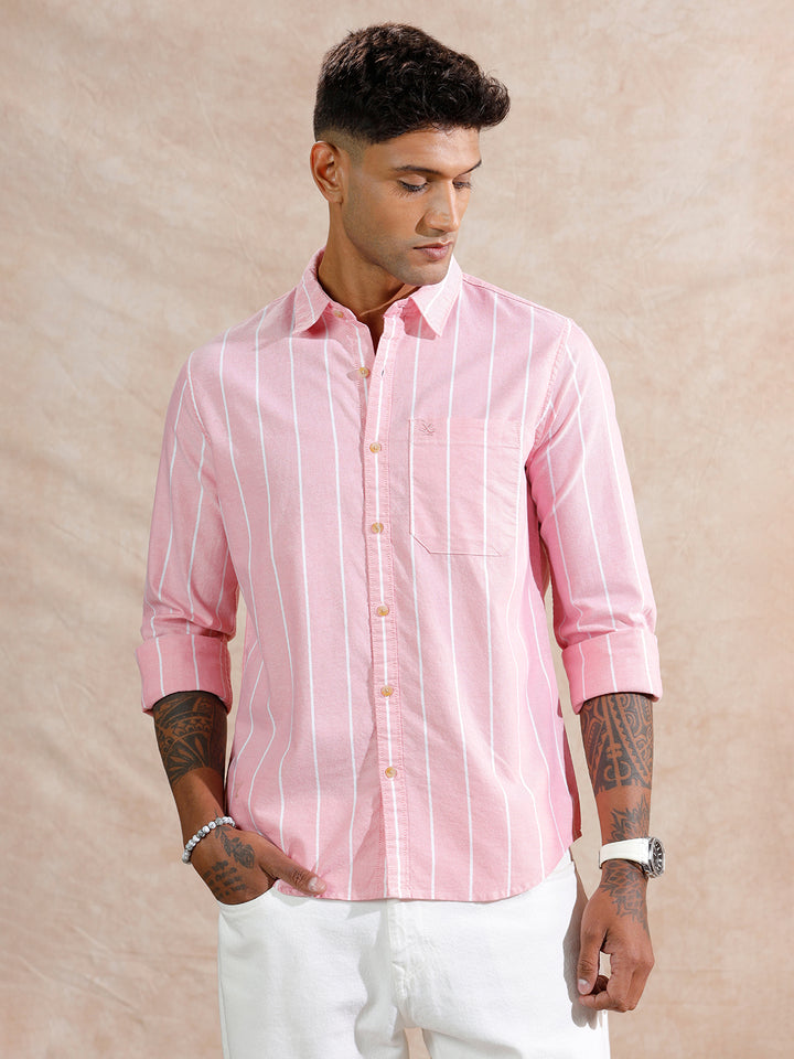 Oxford Striped Shirt | Pink