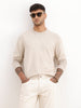 Solid Comfort Fit Full Sleeve Sweater | Beige