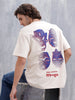 Mythical Faces Oversized Cotton Back Print T-Shirt | Beige