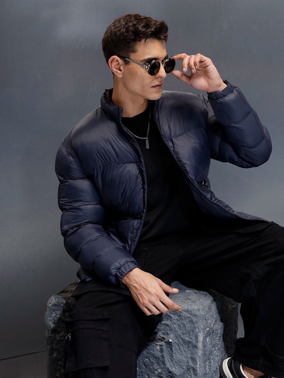 men's casual comfort fit puffer jacket | Blue