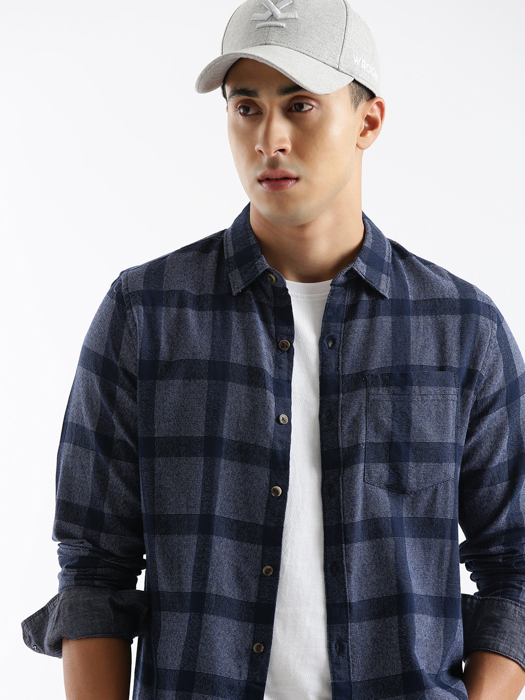 Checked Casual Spread Collar Shirt