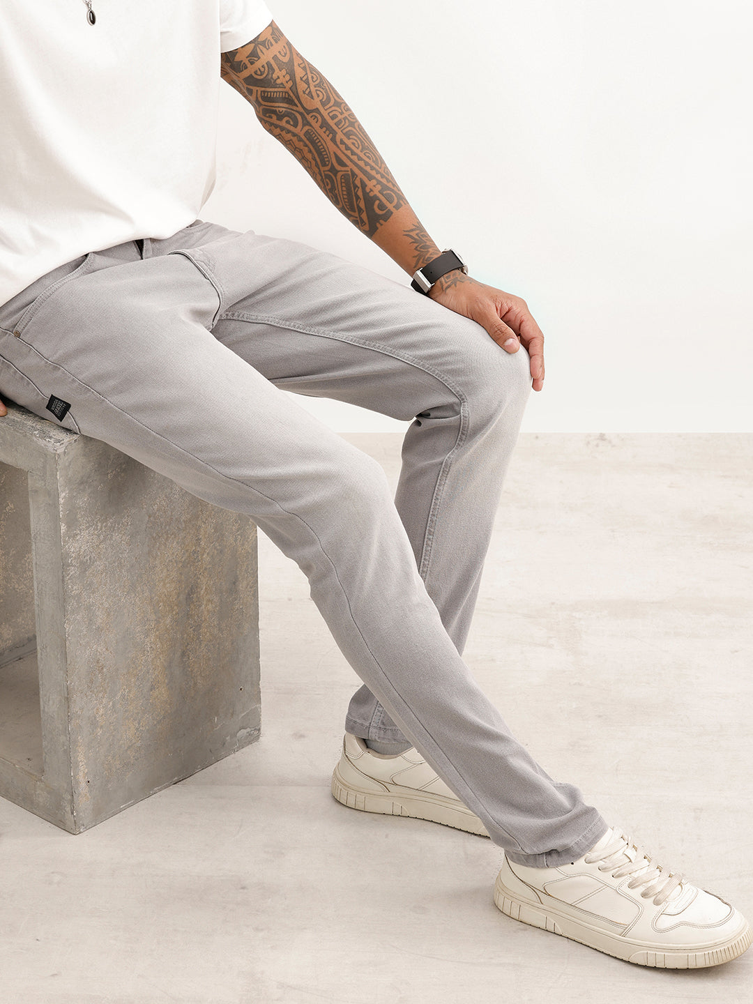 Heavy Faded Slim Fit Denim Jeans | Grey