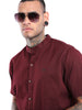 Classic Maroon Mandrin Collar Shirt