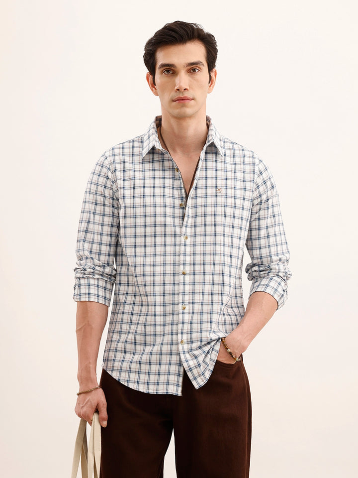 Claasic Slim Fit Checekered Shirt | Blue