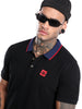 Solid Black Tipping Polo T-Shirt