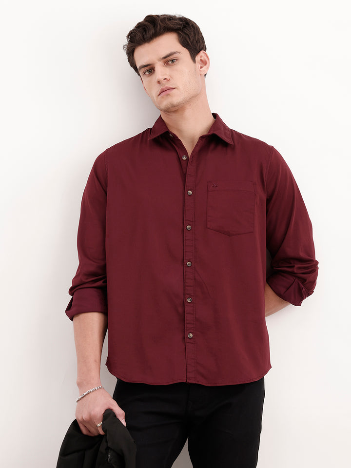 Solid Regular Fit Shirt | Maroon