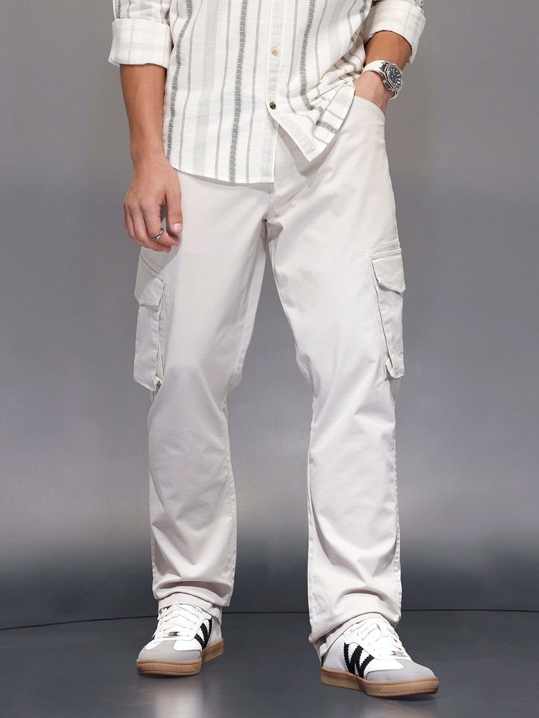 Men’s straight fit cargo trousers | Grey