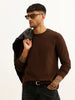 Slim Fit Textured Full Sleeve T-Shirt | Brown