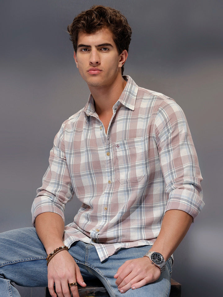 Men's Casual Checkered Shirt   |  Pink