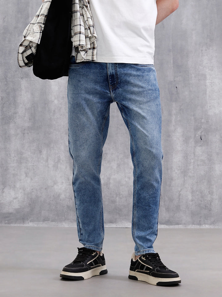 Heavy Fade Skinny Crop Jeans | Blue