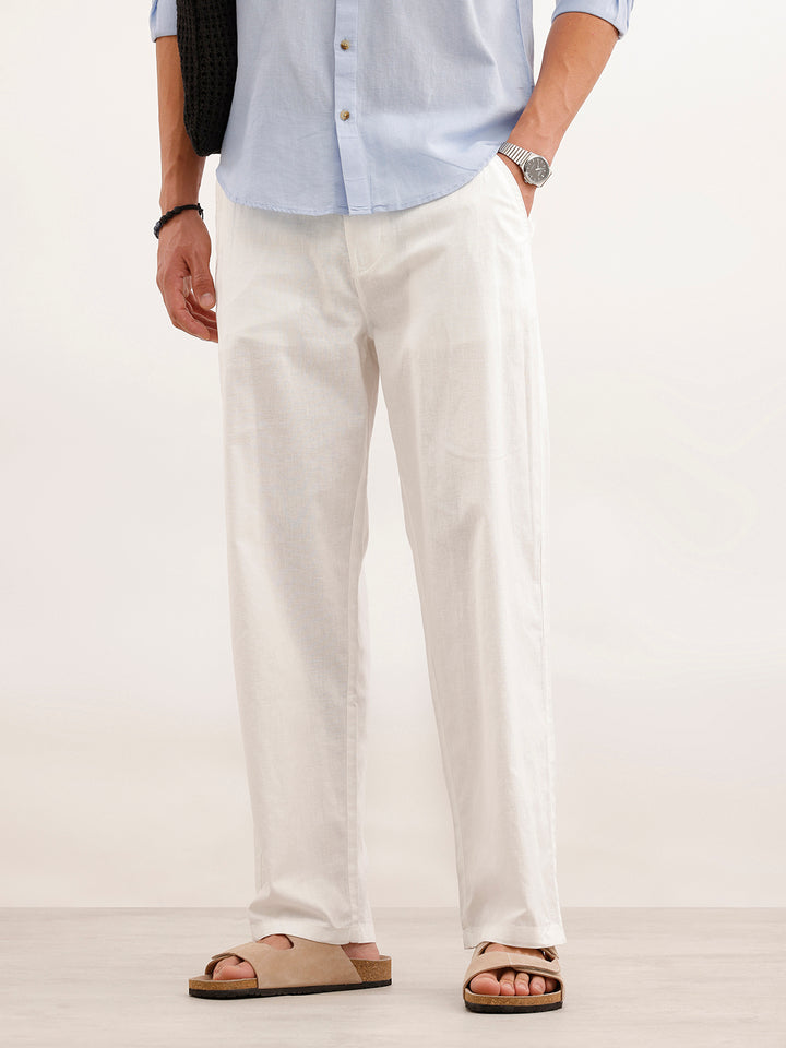 Loose Fit Mens Casual Wear Trouser  | White