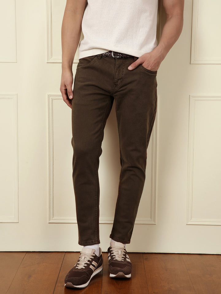 Skinny Crop Coloured Denim Jeans | Brown