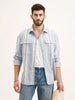 Textured Oversized Double Pocket Shirt | Blue