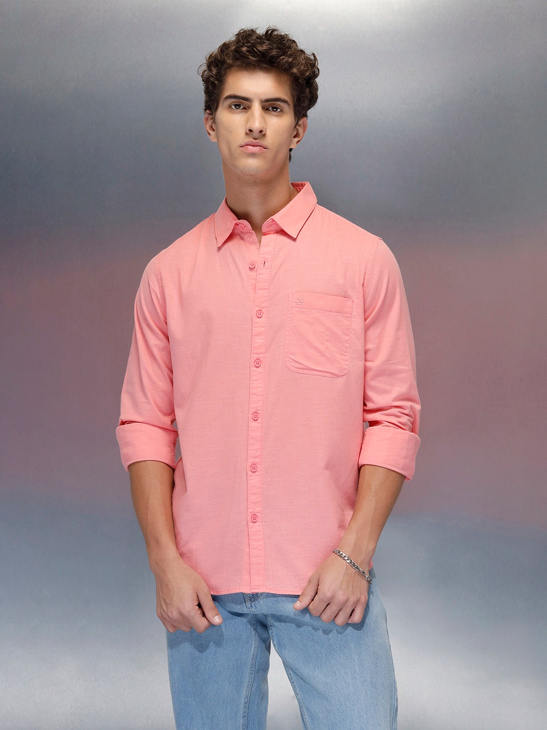 Men's casual slim fit shirt | Pink