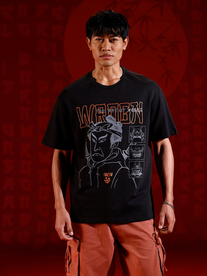 Statement warrior print T-shirt | Black