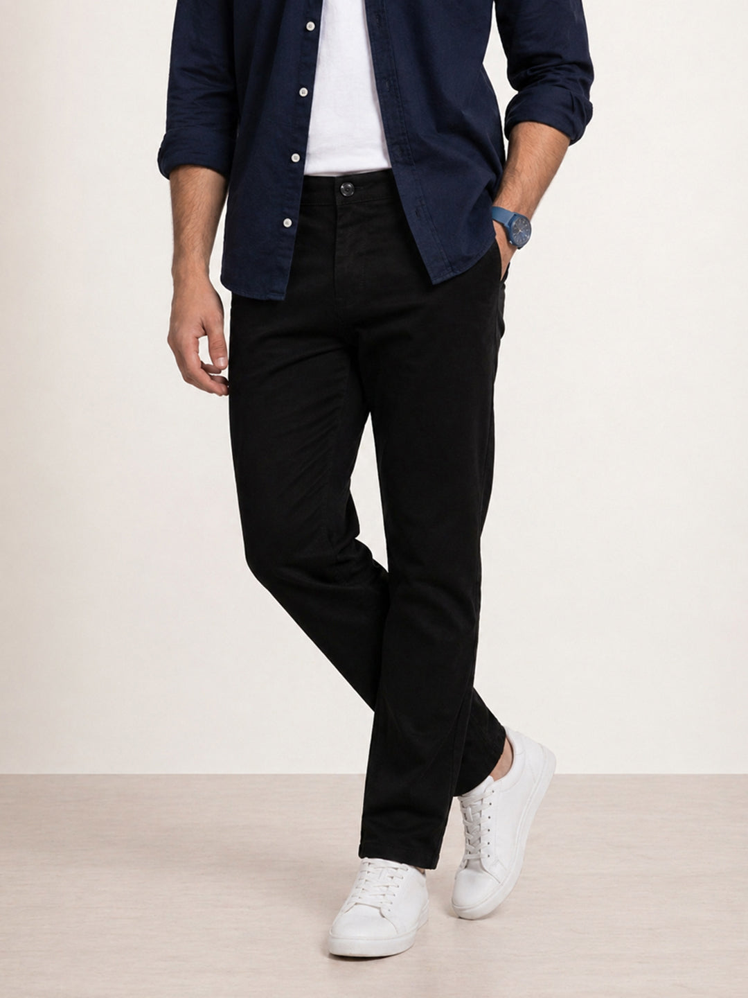 Solid Regular Fit Trouser | Black