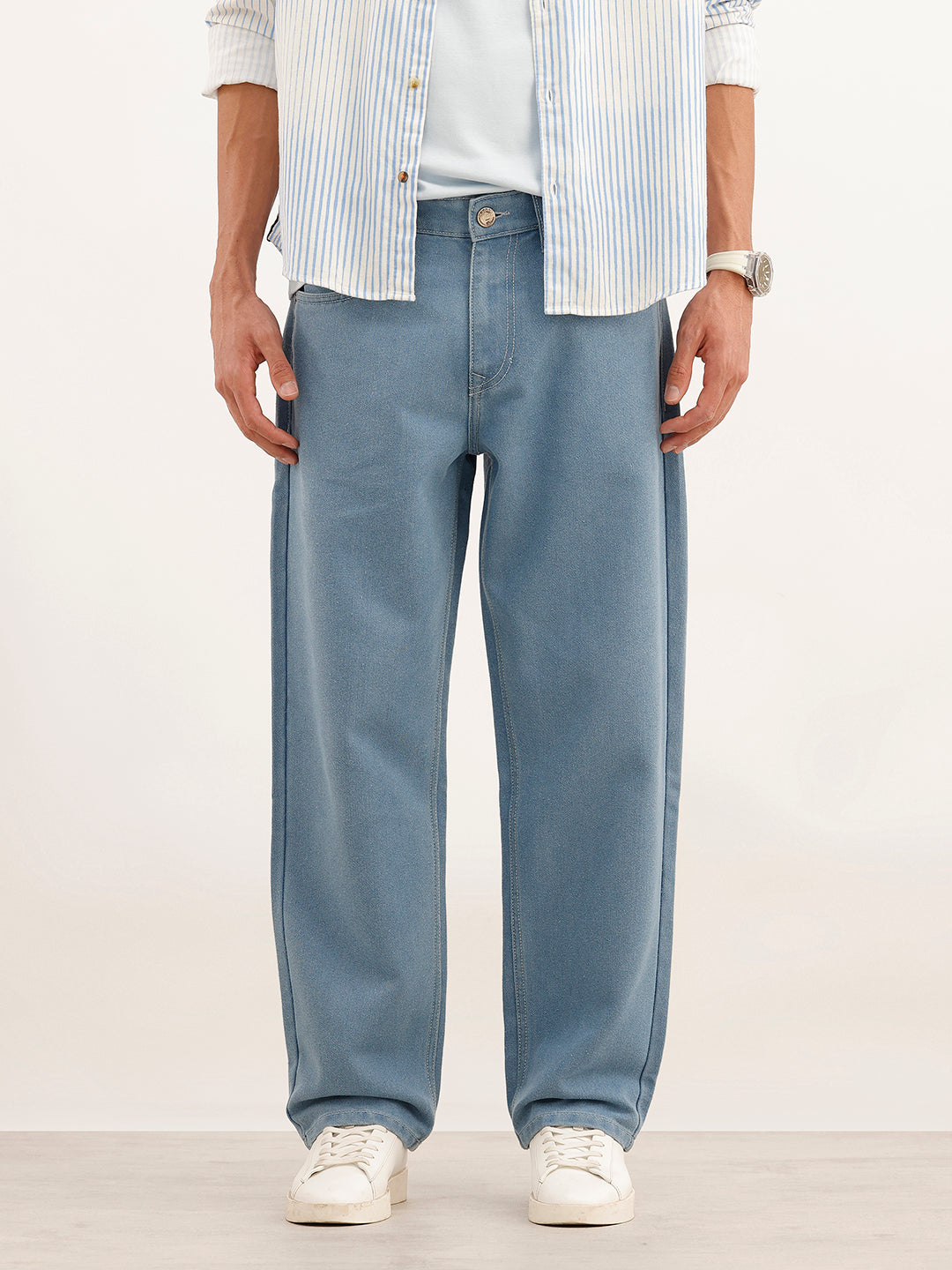 Light Fade Loose Fit Denim Jeans | Light Blue