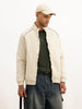 Solid Regular Fit Zipper Puffer Jacket | Beige