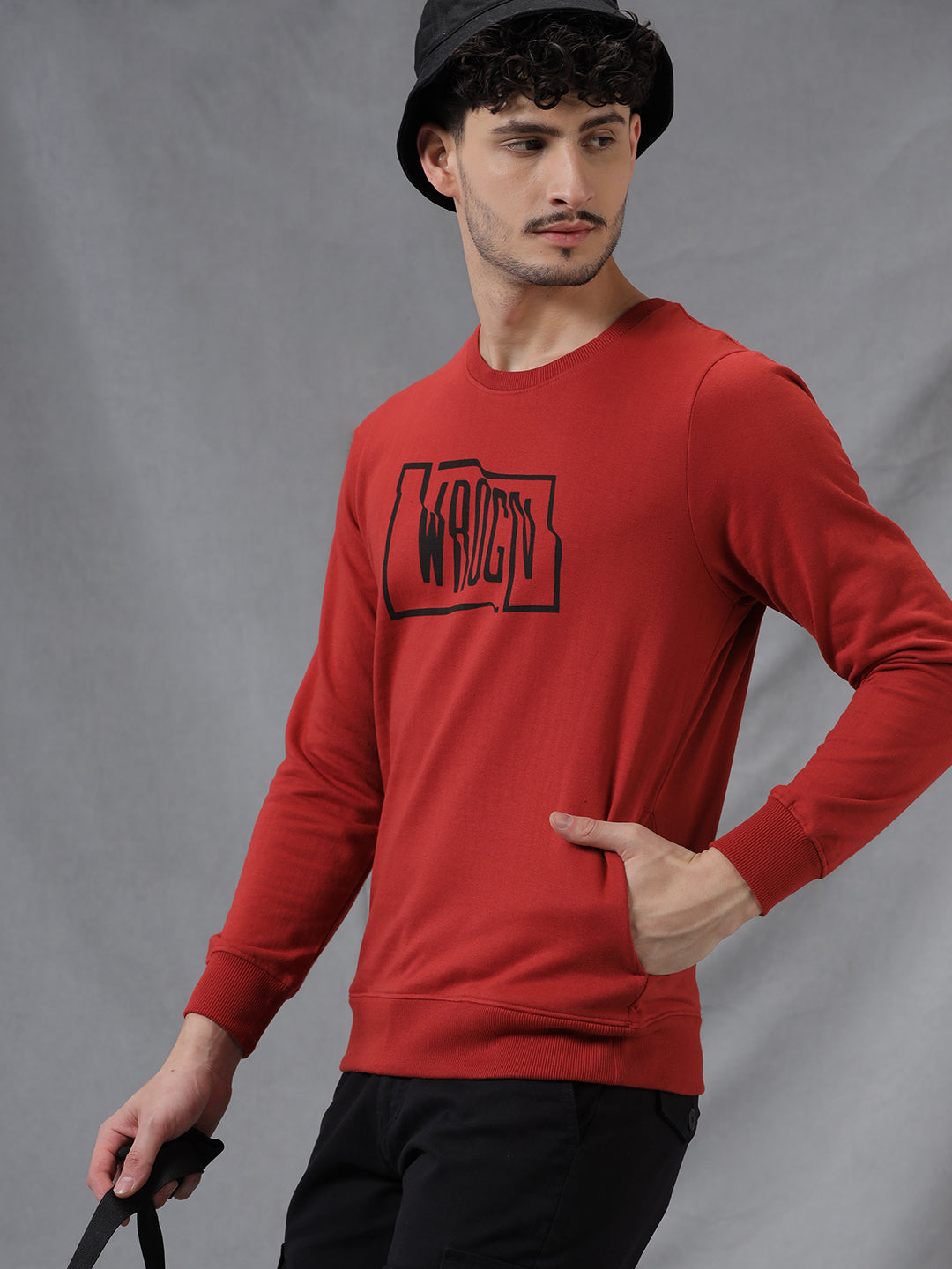 Wrogn in Red Printed Sweatshirt