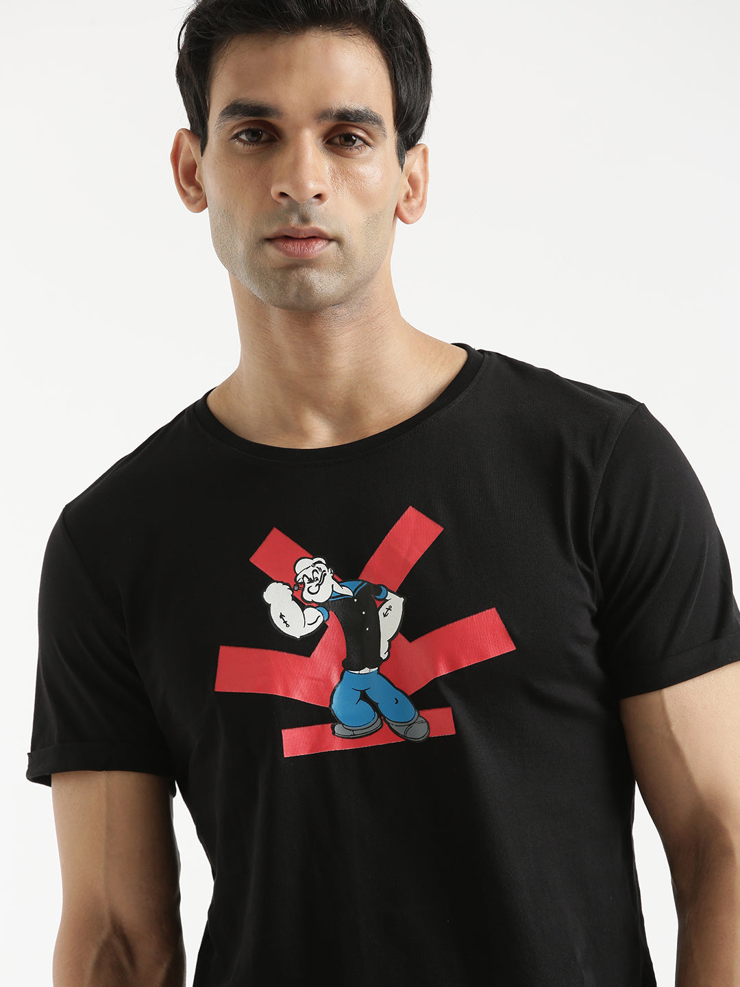 Popeye Printed Black T-Shirt