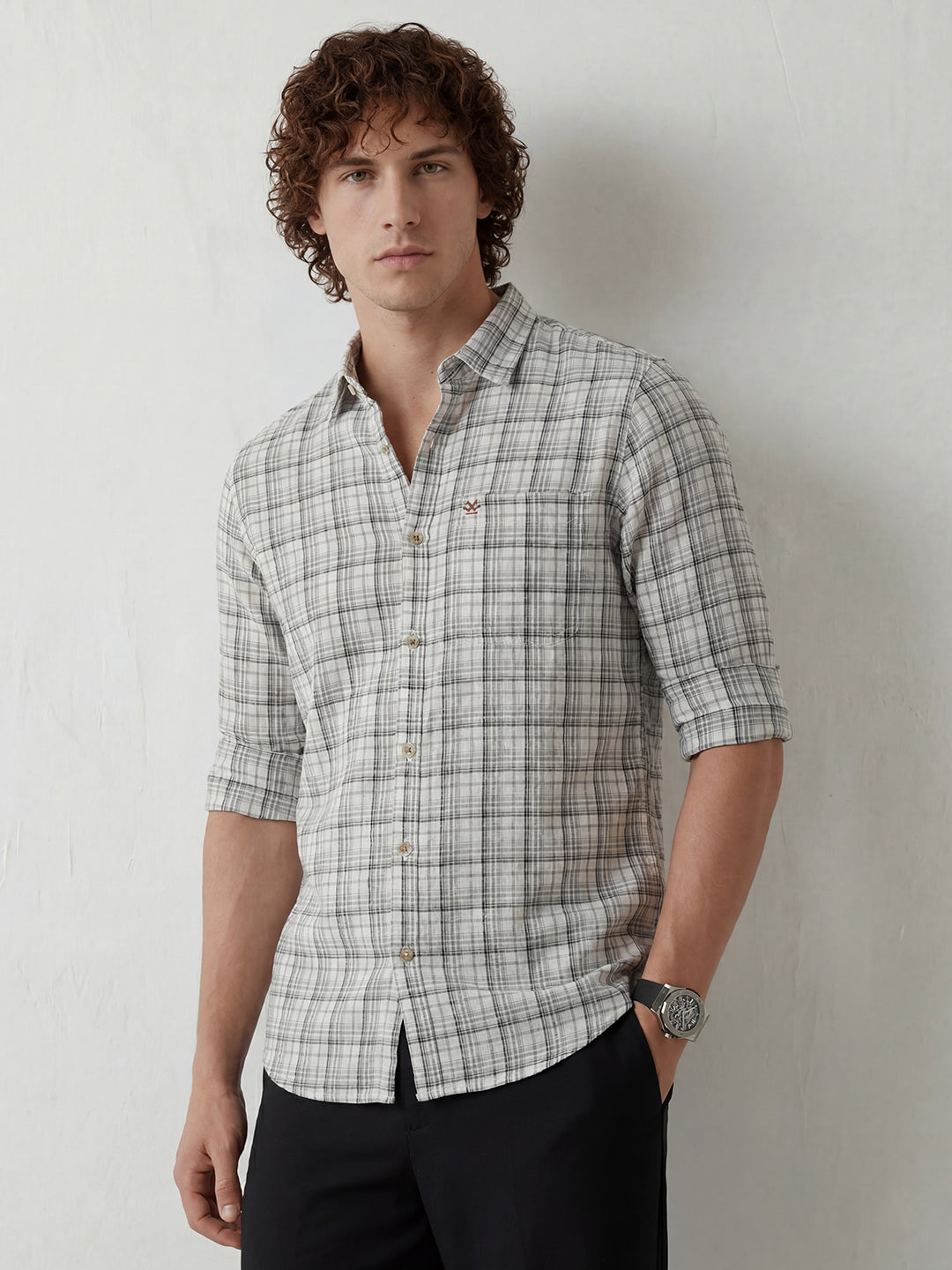 Classic Regular Fit Checkered Shirt | White