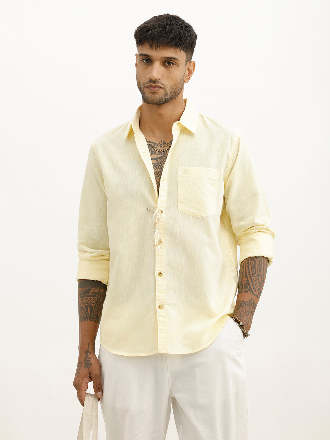 Classic Slim Fit Full Sleeve Shirt | Yellow