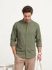Solid Slim Fit Mandrin Collar Shirt | Olive