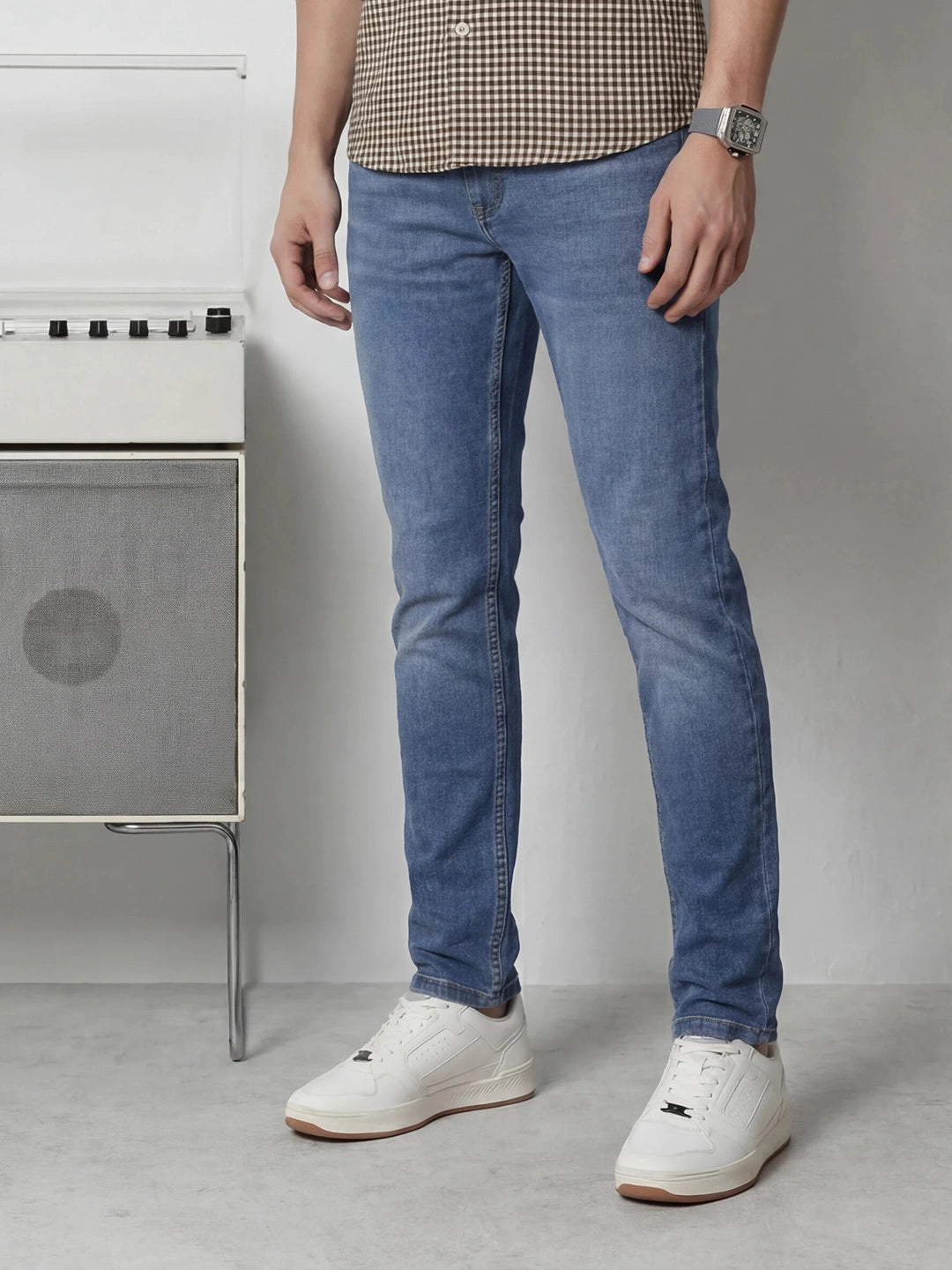 Solid Slim Fit Denim Jeans | Light Blue