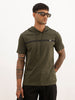 Slim Fit Half Sleeve Hooded T-Shirt | Dark Green