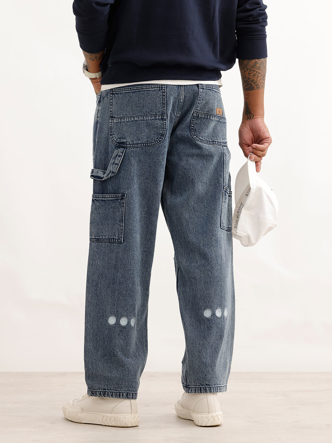 Men's Casual Loose Fit Carpenter Jeans | Med Stone
