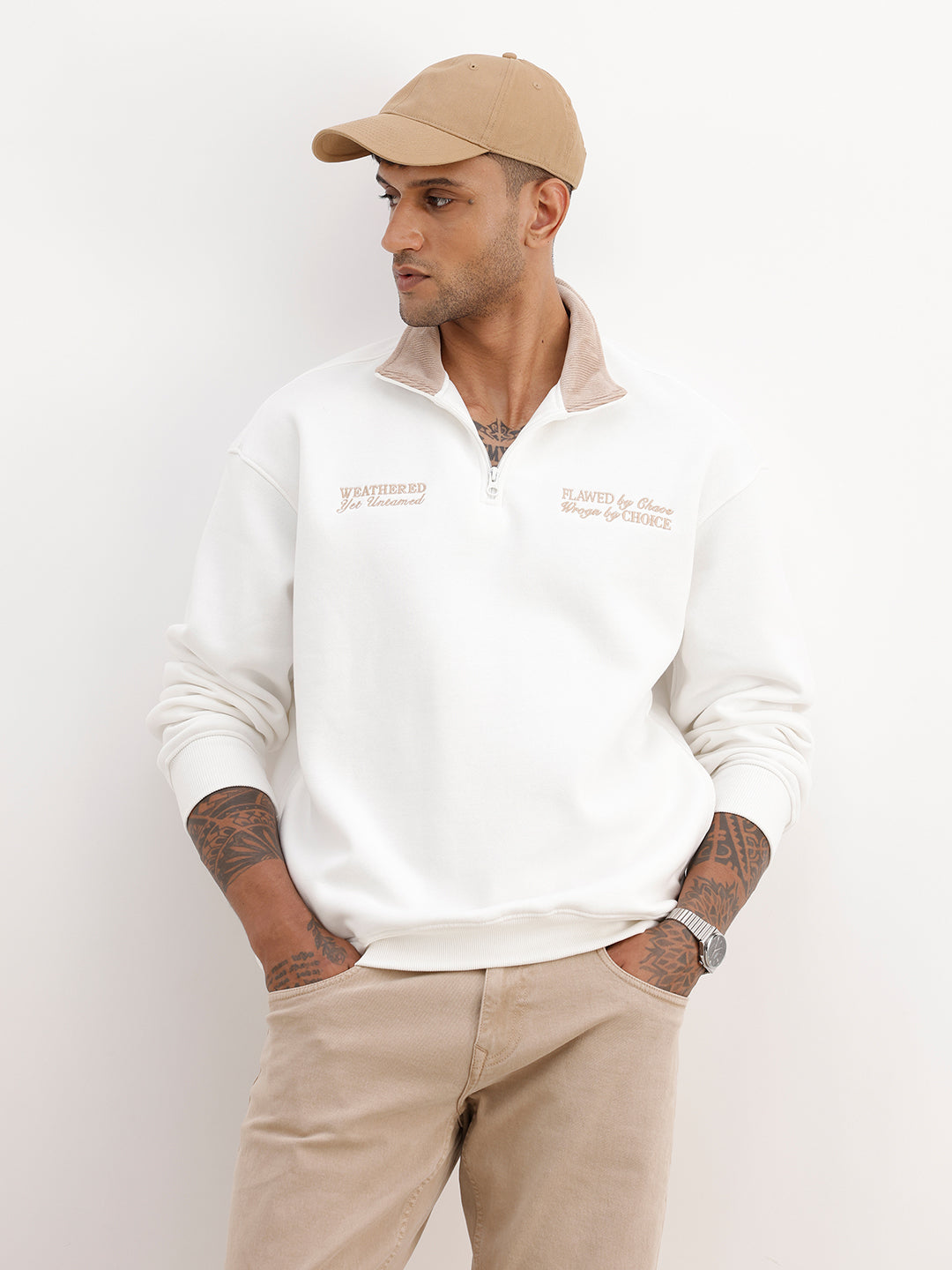 Oversized Fit Embroidered Detail Sweatshirt | Off White